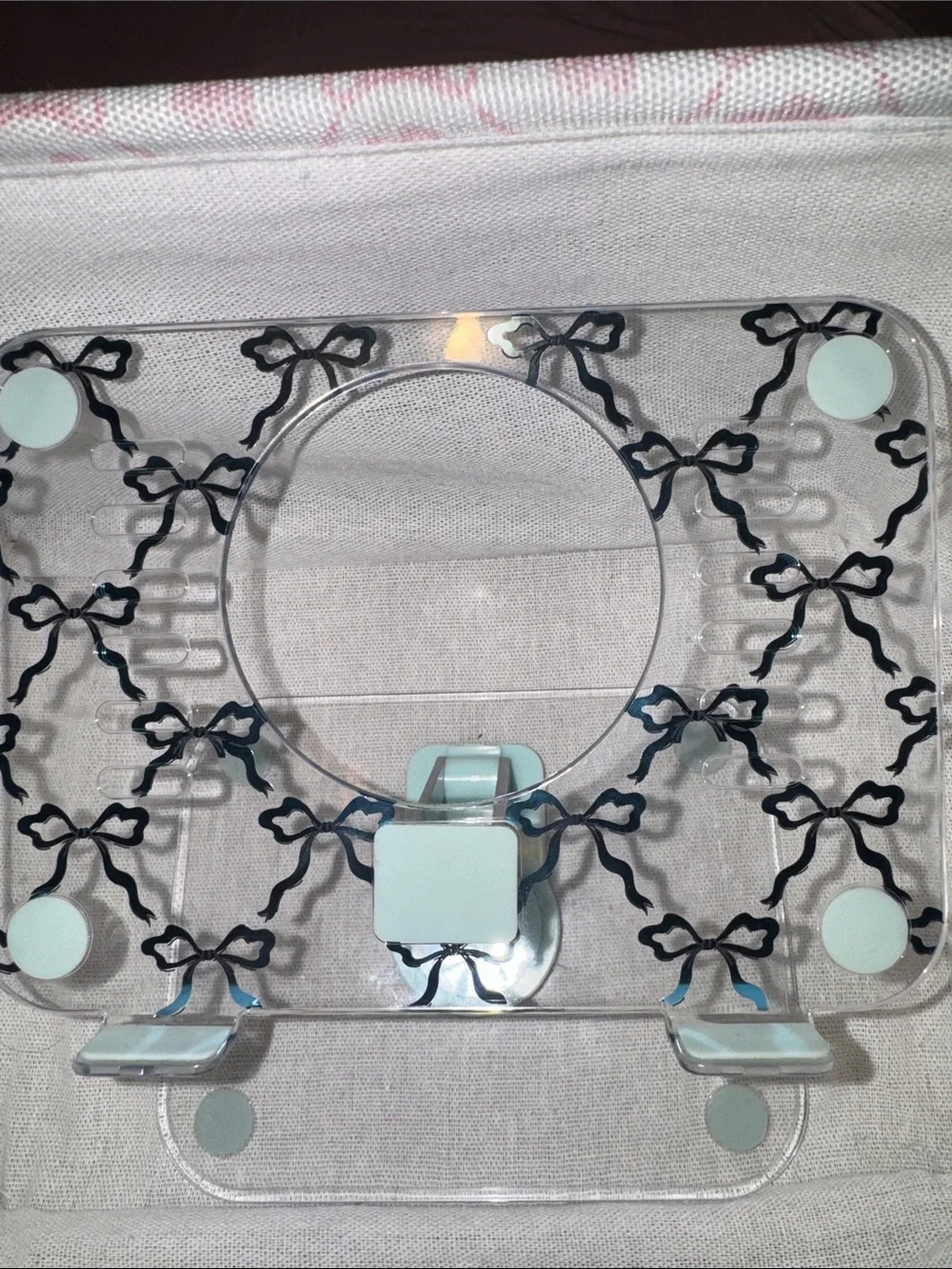Clear Decorative Bow Pattern Tablet Stand - Light Blue